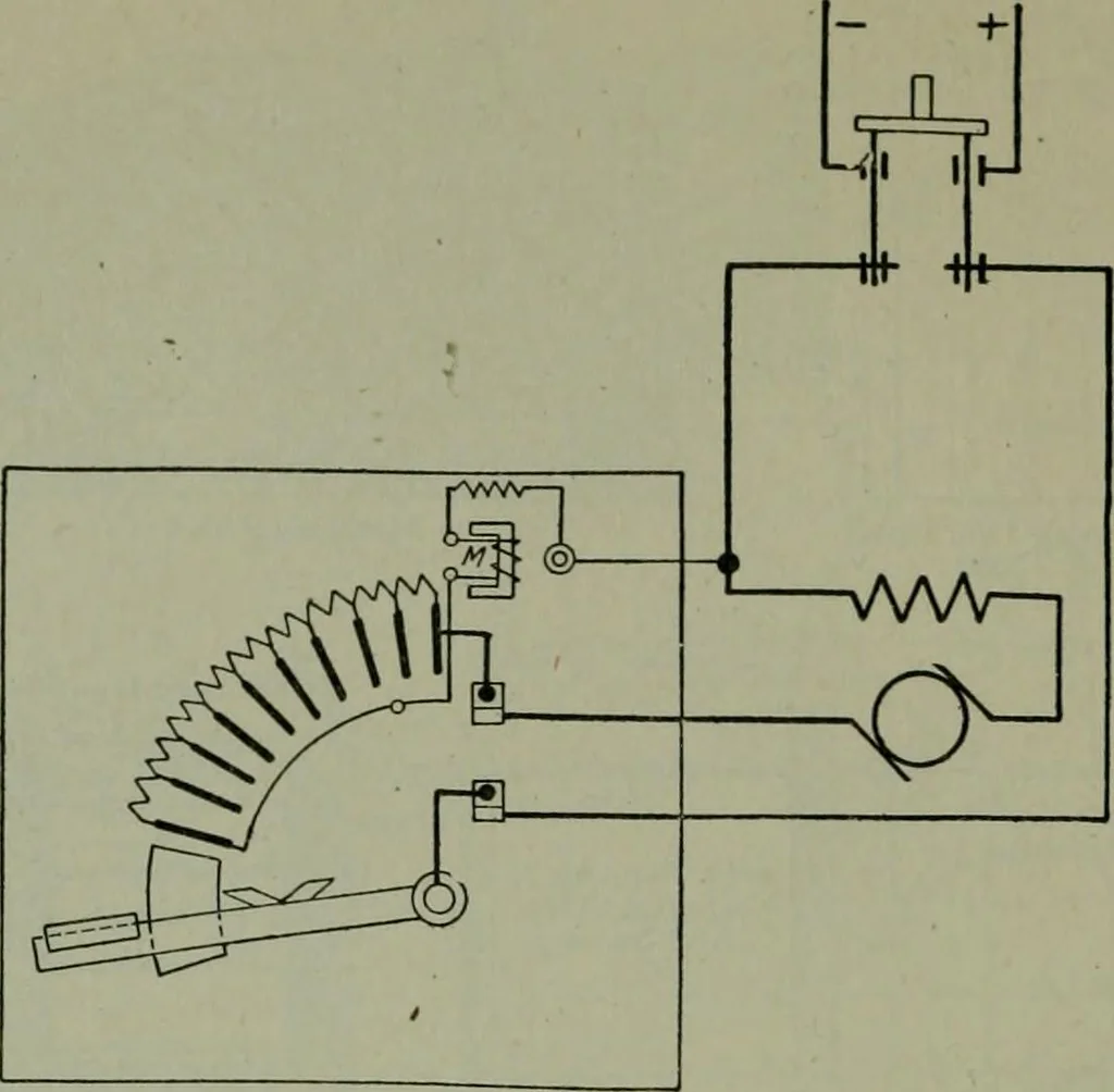 An illustration from Wiring diagrams of electrical apparatus and installations, 1913, leaf 159
