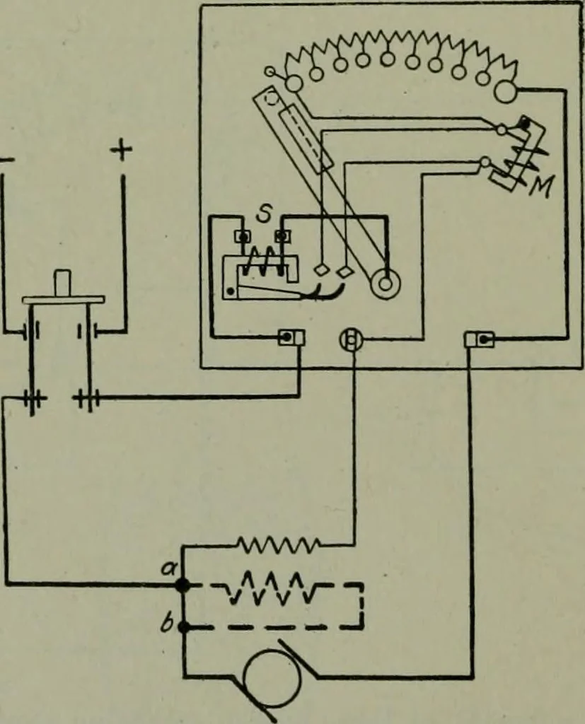 An illustration from Wiring diagrams of electrical apparatus and installations, 1913, leaf 159