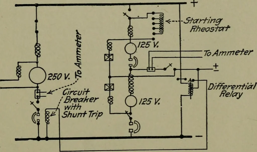 An illustration from Wiring diagrams of electrical apparatus and installations, 1913, leaf 16