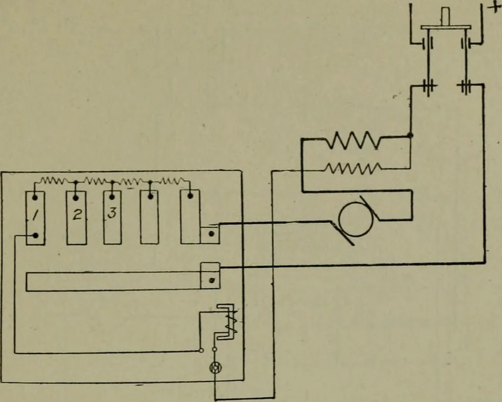 An illustration from Wiring diagrams of electrical apparatus and installations, 1913, leaf 160