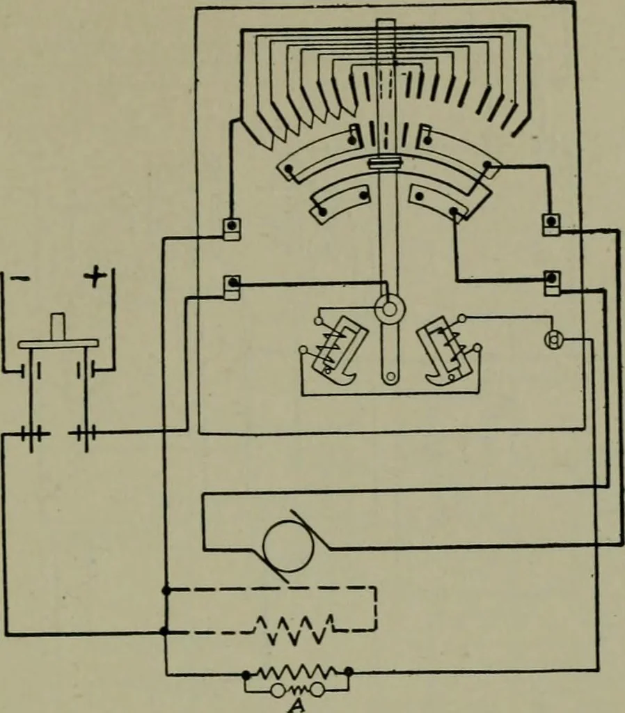 An illustration from Wiring diagrams of electrical apparatus and installations, 1913, leaf 162