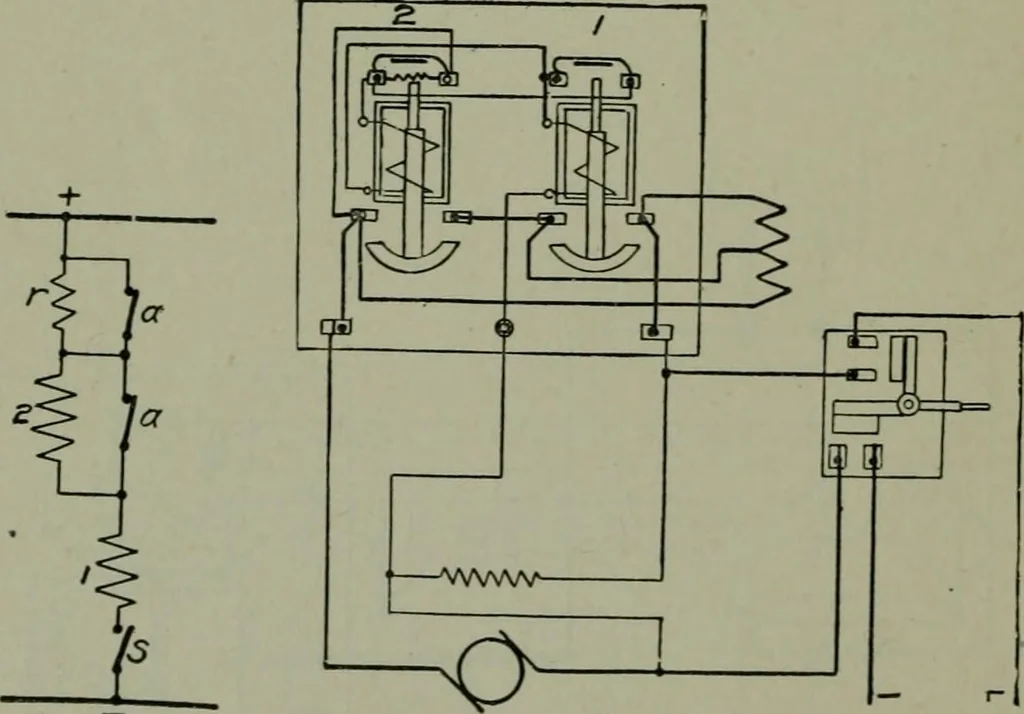 An illustration from Wiring diagrams of electrical apparatus and installations, 1913, leaf 163