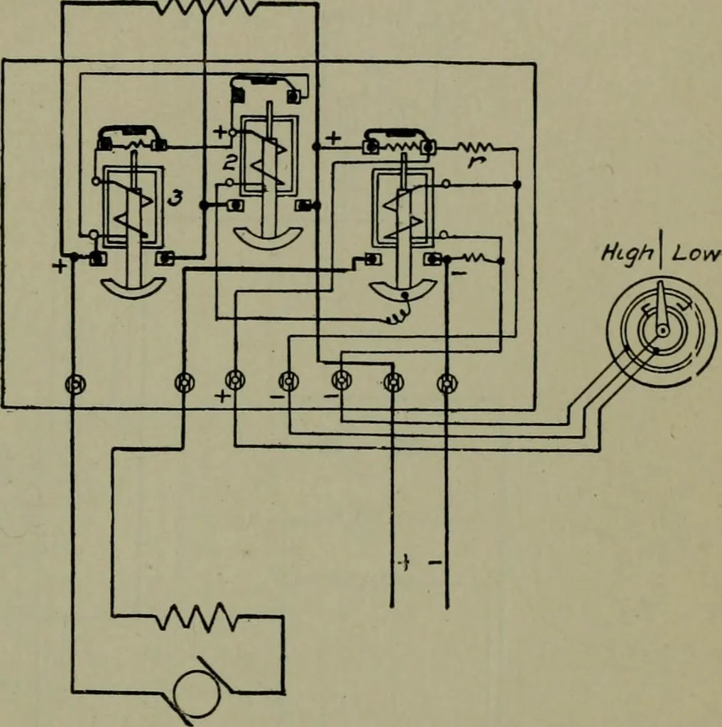 An illustration from Wiring diagrams of electrical apparatus and installations, 1913, leaf 164