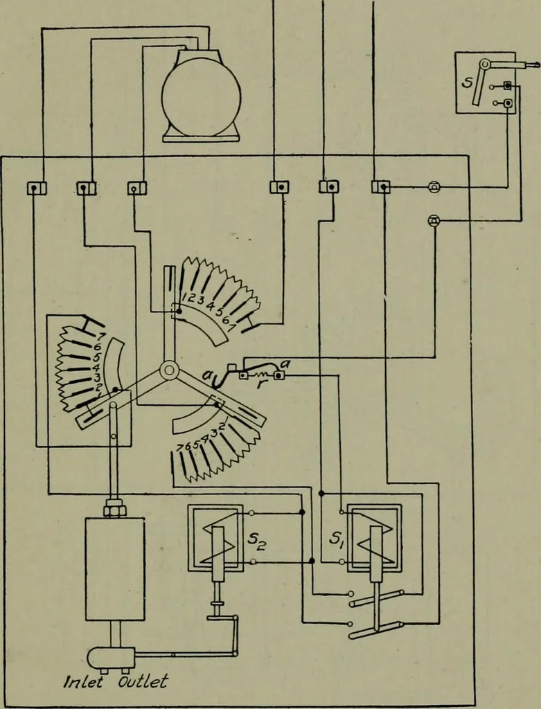An illustration from Wiring diagrams of electrical apparatus and installations, 1913, leaf 166