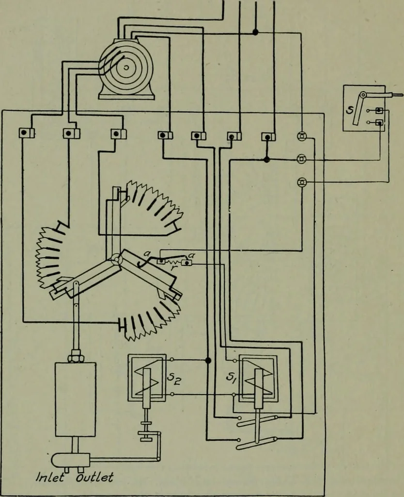 An illustration from Wiring diagrams of electrical apparatus and installations, 1913, leaf 167