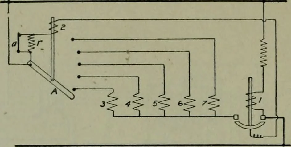 An illustration from Wiring diagrams of electrical apparatus and installations, 1913, leaf 171
