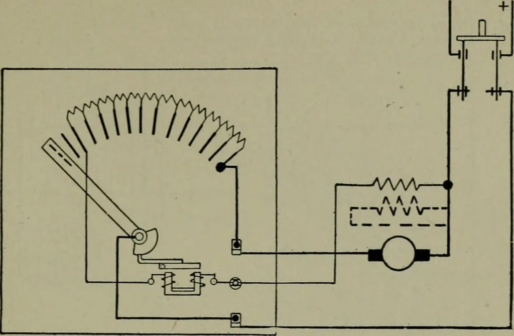 An illustration from Wiring diagrams of electrical apparatus and installations, 1913, leaf 174