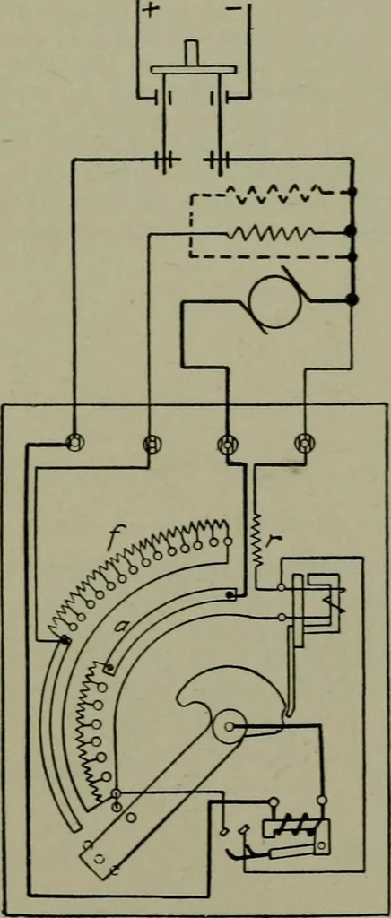 An illustration from Wiring diagrams of electrical apparatus and installations, 1913, leaf 174