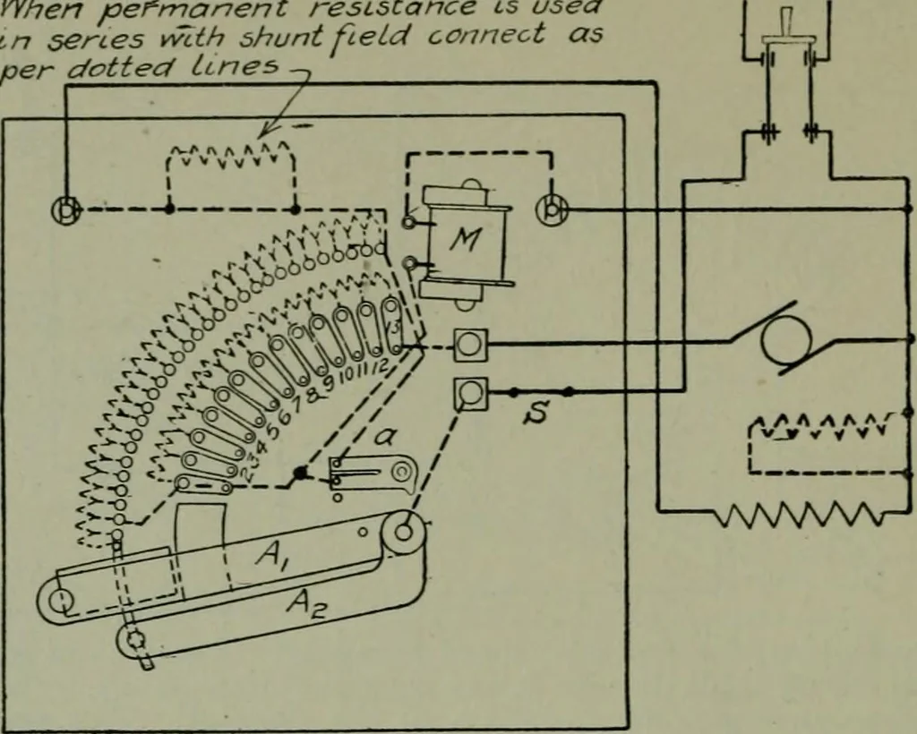 An illustration from Wiring diagrams of electrical apparatus and installations, 1913, leaf 175