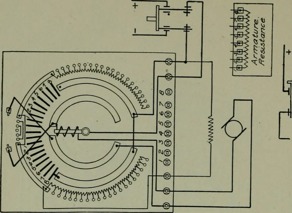 An illustration from Wiring diagrams of electrical apparatus and installations, 1913, leaf 181
