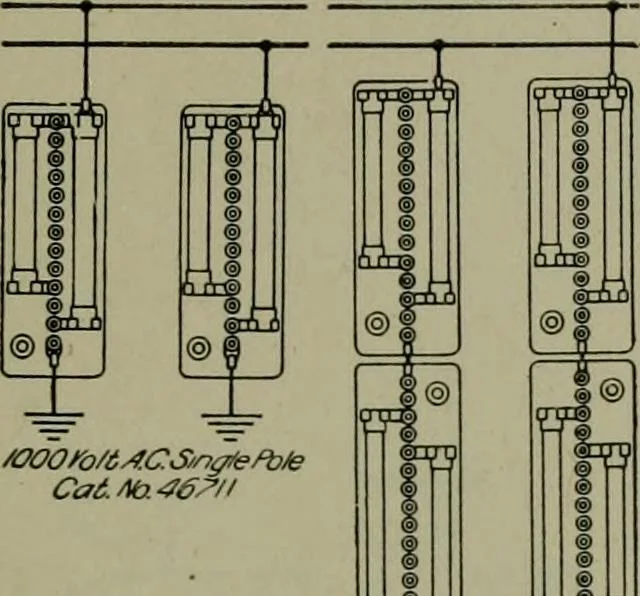 An illustration from Wiring diagrams of electrical apparatus and installations, 1913, leaf 188