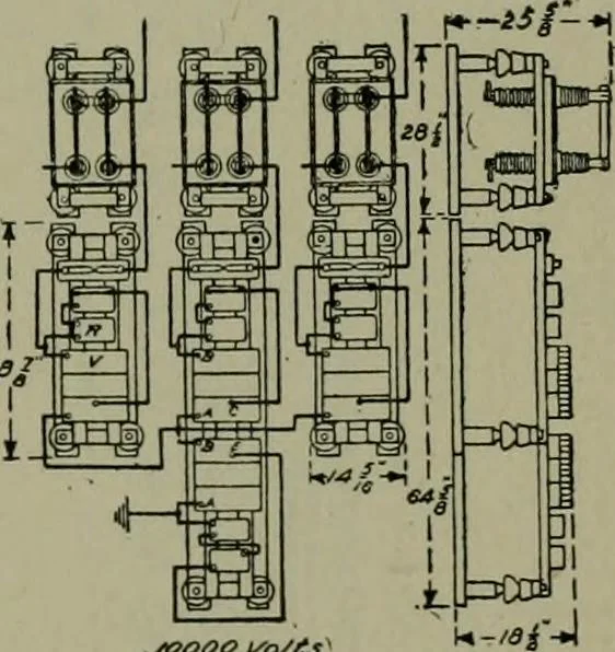 An illustration from Wiring diagrams of electrical apparatus and installations, 1913, leaf 188