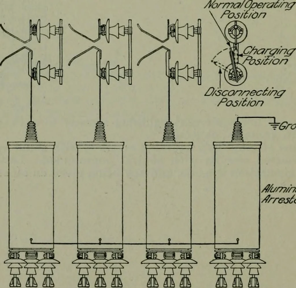 An illustration from Wiring diagrams of electrical apparatus and installations, 1913, leaf 191