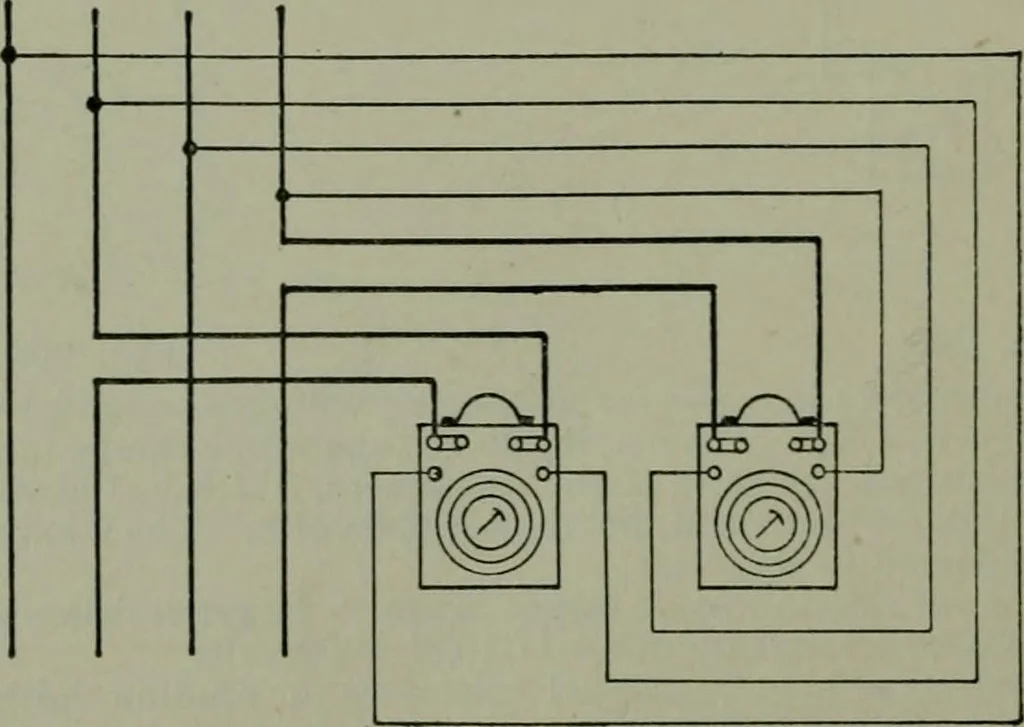 An illustration from Wiring diagrams of electrical apparatus and installations, 1913, leaf 197