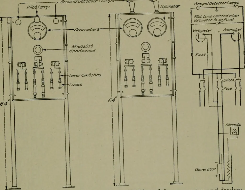 An illustration from Wiring diagrams of electrical apparatus and installations, 1913, leaf 20