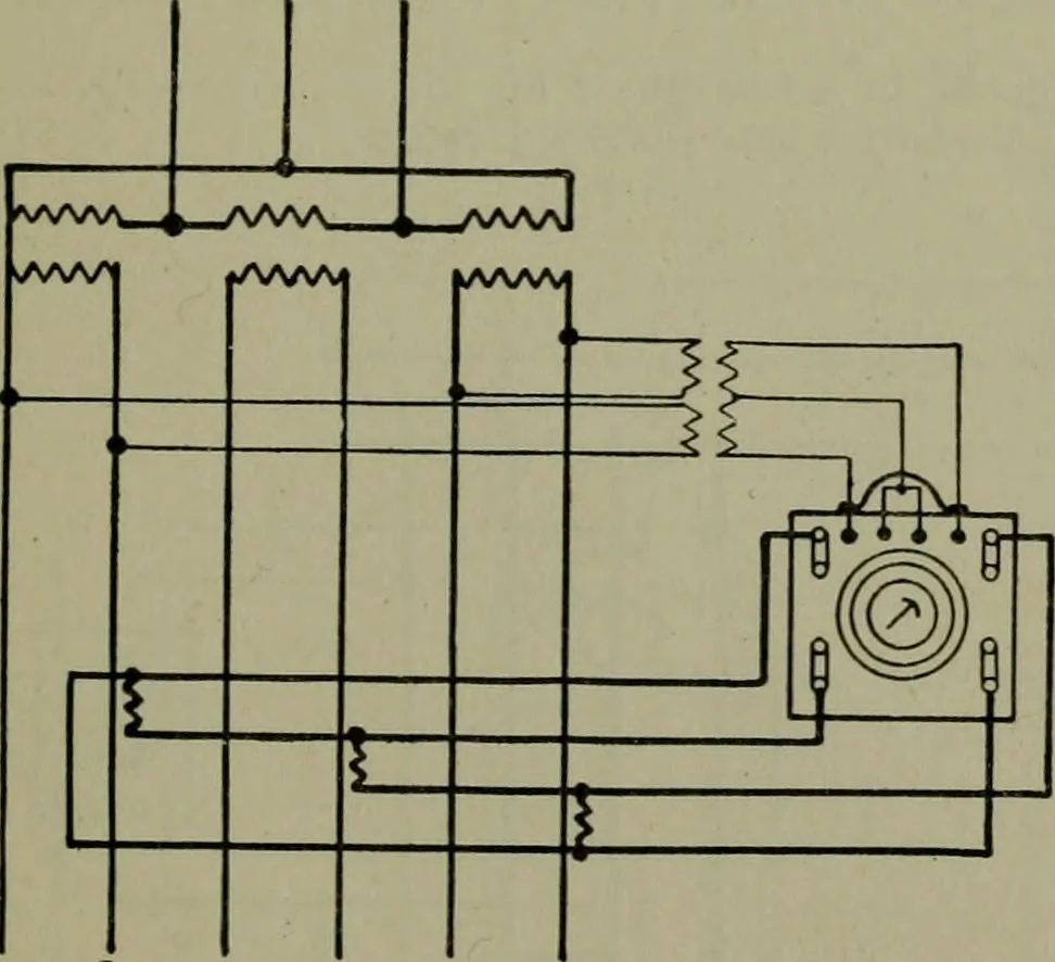 An illustration from Wiring diagrams of electrical apparatus and installations, 1913, leaf 200