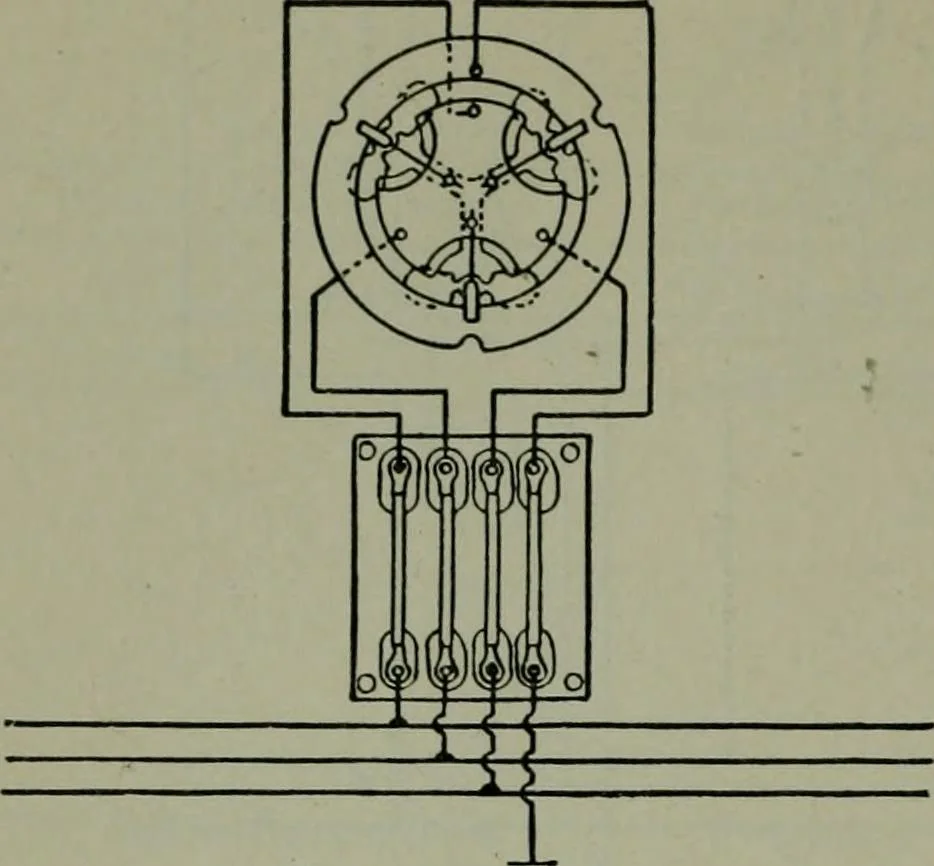 An illustration from Wiring diagrams of electrical apparatus and installations, 1913, leaf 205