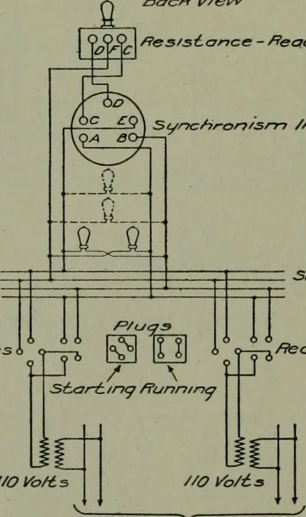 An illustration from Wiring diagrams of electrical apparatus and installations, 1913, leaf 207