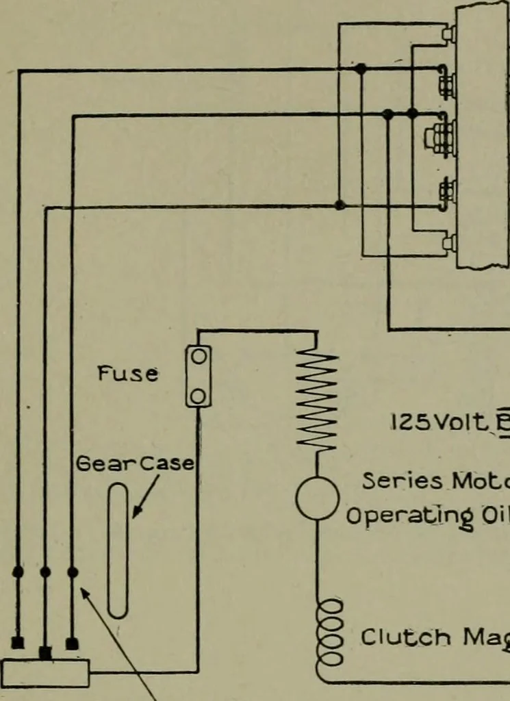 An illustration from Wiring diagrams of electrical apparatus and installations, 1913, leaf 214