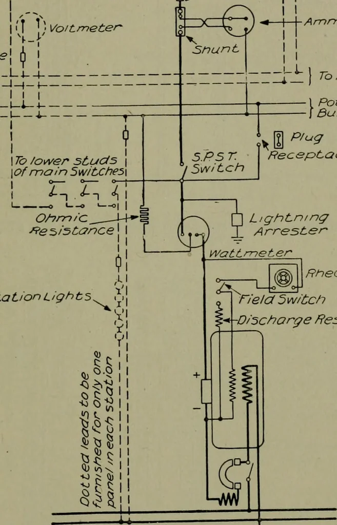 An illustration from Wiring diagrams of electrical apparatus and installations, 1913, leaf 22