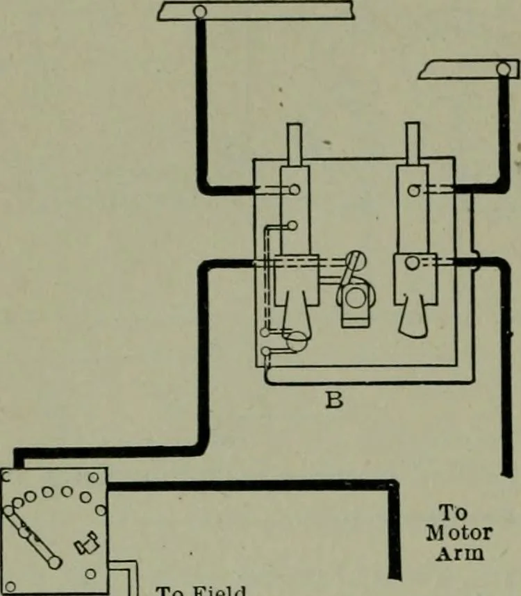 An illustration from Wiring diagrams of electrical apparatus and installations, 1913, leaf 223