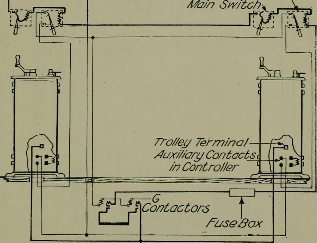 An illustration from Wiring diagrams of electrical apparatus and installations, 1913, leaf 230