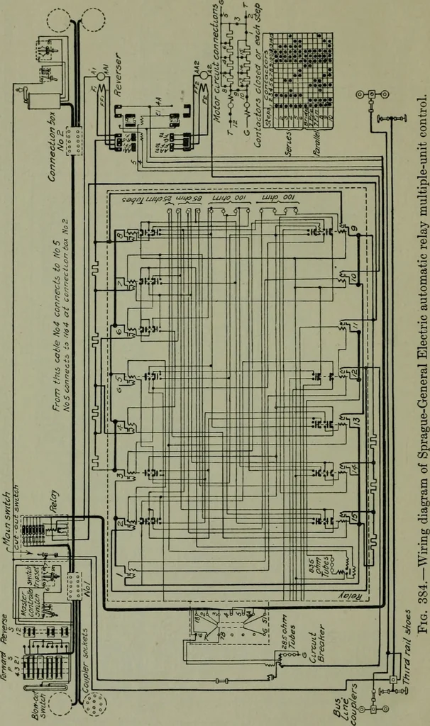 An illustration from Wiring diagrams of electrical apparatus and installations, 1913, leaf 235