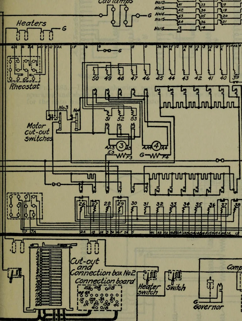 An illustration from Wiring diagrams of electrical apparatus and installations, 1913, leaf 238