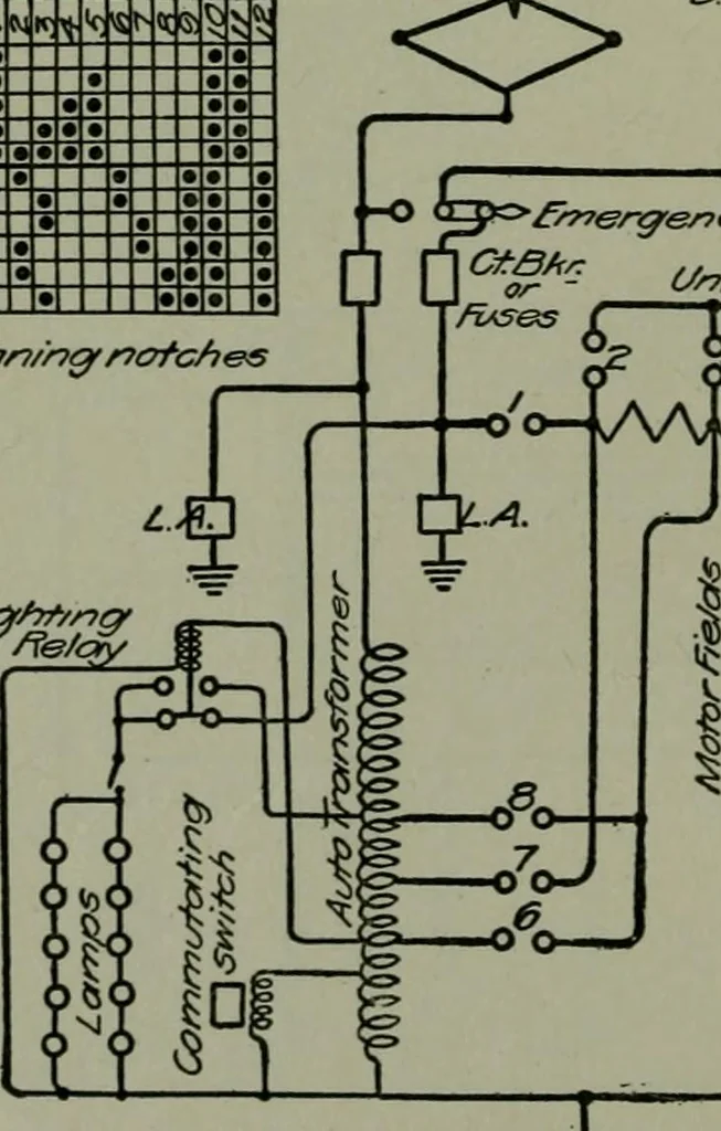 An illustration from Wiring diagrams of electrical apparatus and installations, 1913, leaf 241