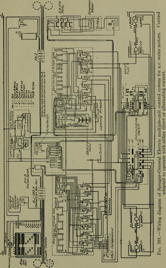 An illustration from Wiring diagrams of electrical apparatus and installations, 1913, leaf 244