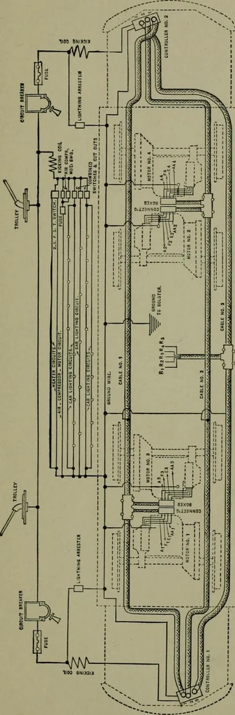 An illustration from Wiring diagrams of electrical apparatus and installations, 1913, leaf 246
