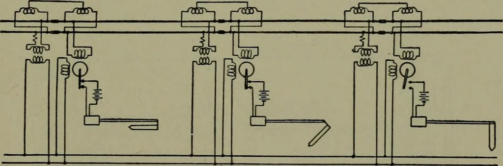 An illustration from Wiring diagrams of electrical apparatus and installations, 1913, leaf 254