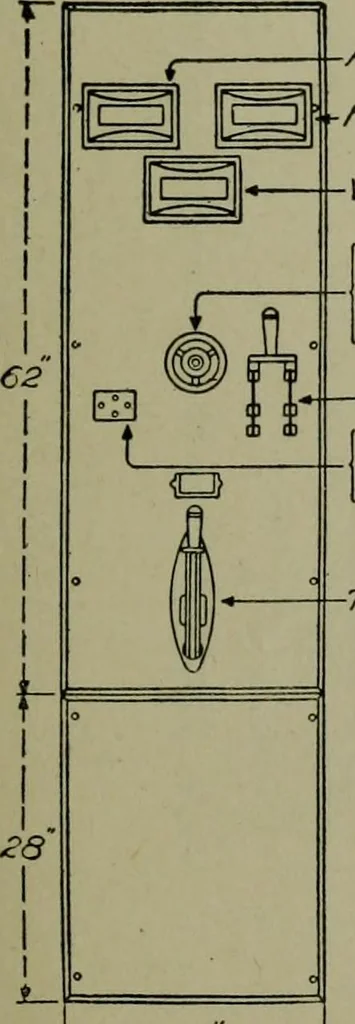 An illustration from Wiring diagrams of electrical apparatus and installations, 1913, leaf 34