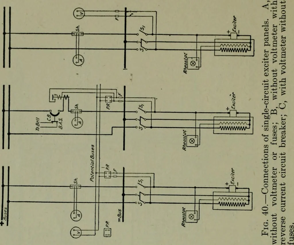 An illustration from Wiring diagrams of electrical apparatus and installations, 1913, leaf 37