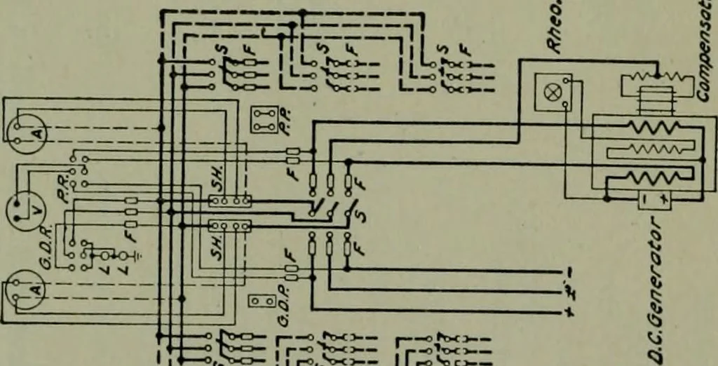 An illustration from Wiring diagrams of electrical apparatus and installations, 1913, leaf 37