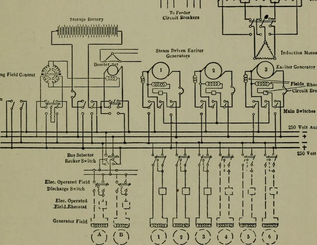 An illustration from Wiring diagrams of electrical apparatus and installations, 1913, leaf 40