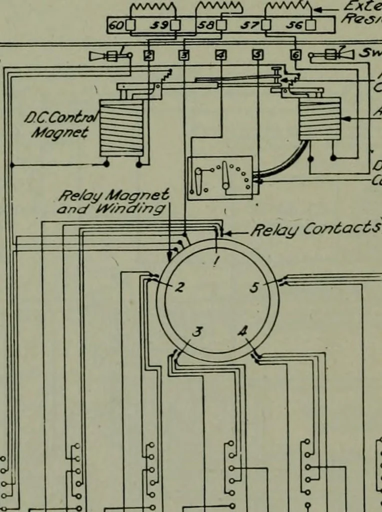 An illustration from Wiring diagrams of electrical apparatus and installations, 1913, leaf 71
