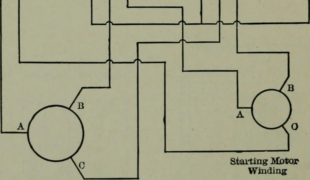 An illustration from Wiring diagrams of electrical apparatus and installations, 1913, leaf 75