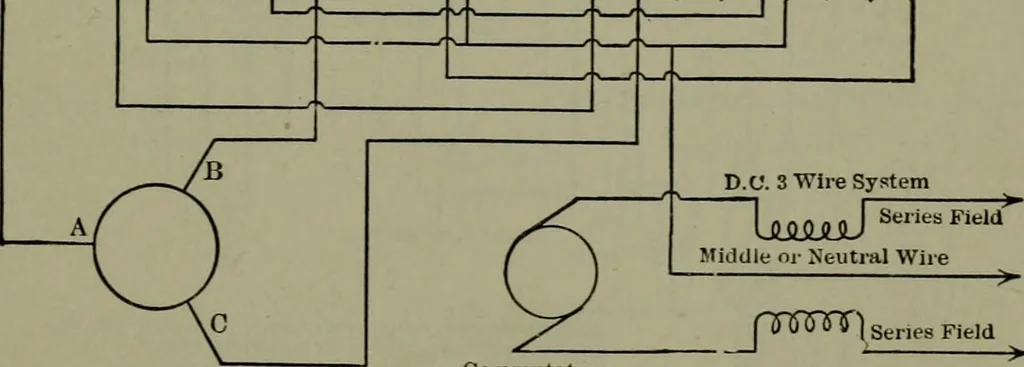 An illustration from Wiring diagrams of electrical apparatus and installations, 1913, leaf 76