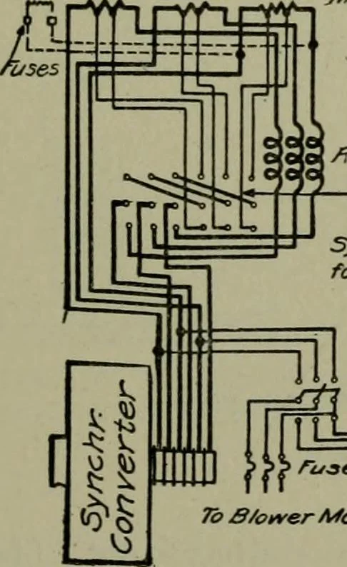 An illustration from Wiring diagrams of electrical apparatus and installations, 1913, leaf 78