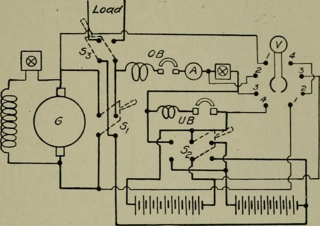 An illustration from Wiring diagrams of electrical apparatus and installations, 1913, leaf 86