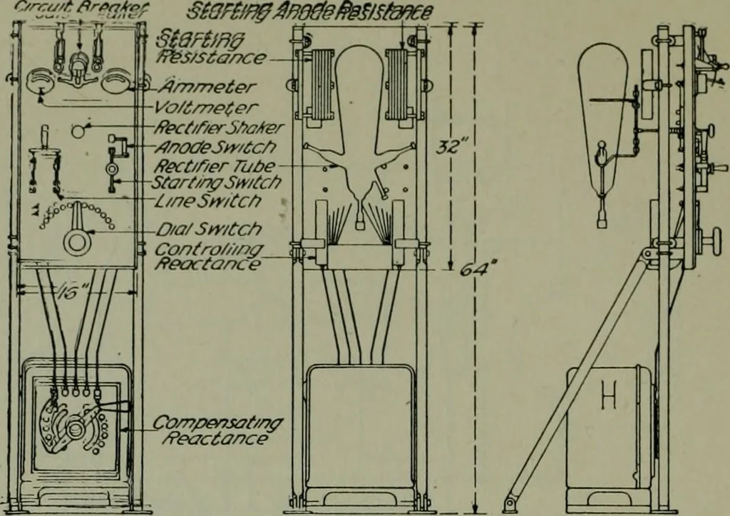 An illustration from Wiring diagrams of electrical apparatus and installations, 1913, leaf 87