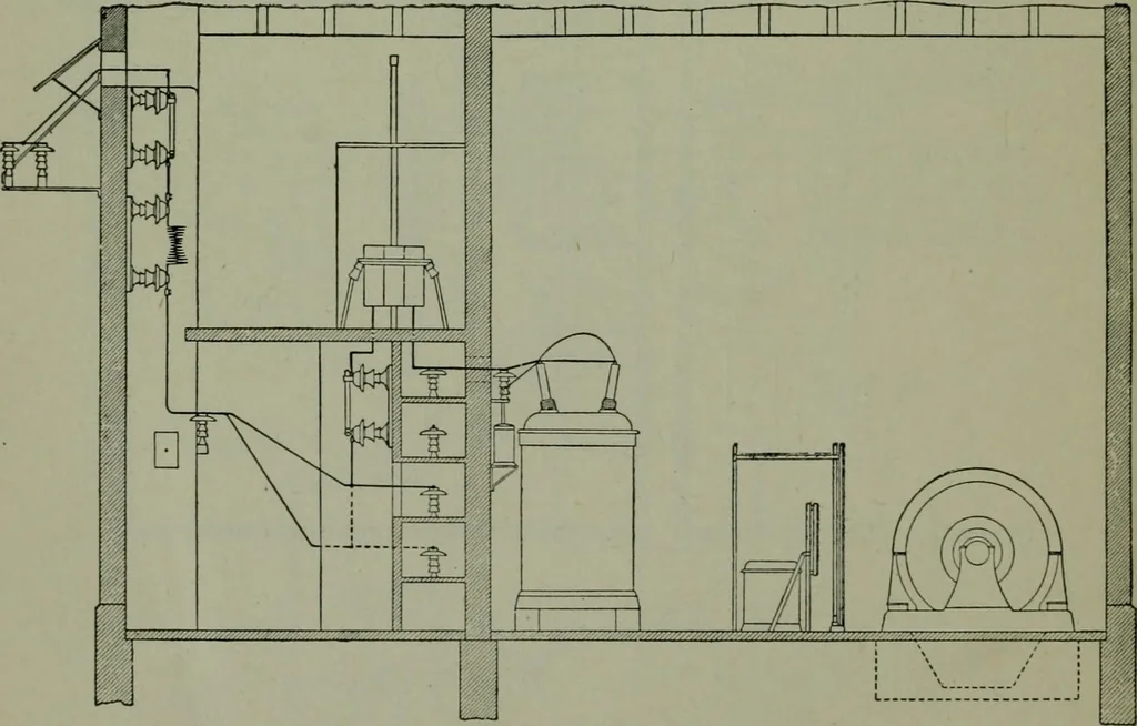 An illustration from Wiring diagrams of electrical apparatus and installations, 1913, leaf 95