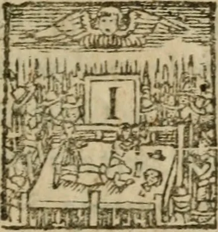 An illustration from The wise-mans crown, or, The glory of the rosie-cross : shewing the wonderful power of nature, with the full discovery of the true coelum terrae, or first matter of metals, and their preparations into incredible medicines or elixirs that cure all diseases in young or old : with the regio lucis, and holy houshold of rosie crucian philosophers, 1664, leaf 90