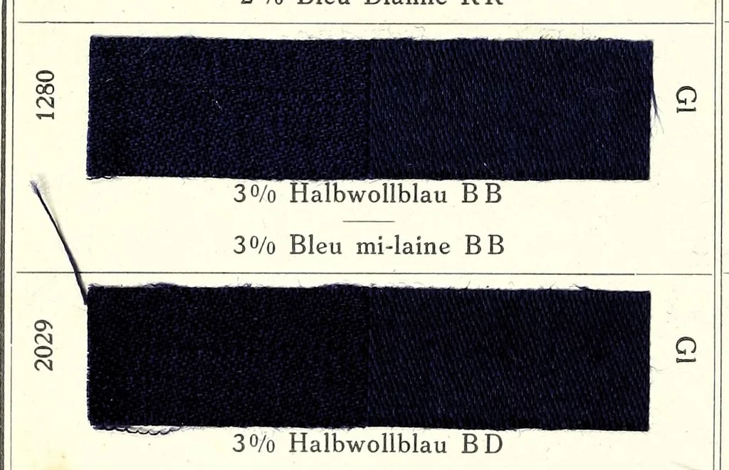 An illustration from Woll- und Halbwoll- Farbstoffe = Colorants pour laine et mi-laine, 1900, leaf 32