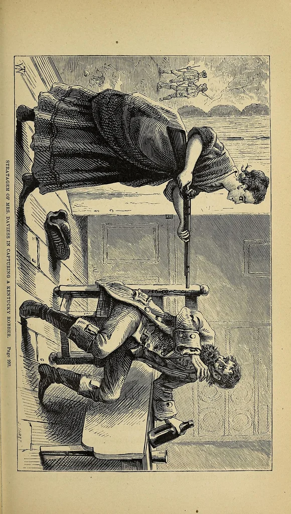 An illustration from Woman on the American frontier. A valuable and authentic history of the heroism, adventures, privations, captivities, trials, and noble lives and deaths of the "pioneer mothers of the republic.", 1877, leaf 227