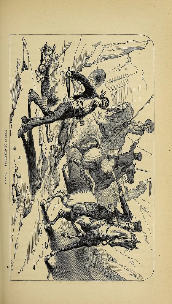 An illustration from Woman on the American frontier. A valuable and authentic history of the heroism, adventures, privations, captivities, trials, and noble lives and deaths of the "pioneer mothers of the republic.", 1877, leaf 447