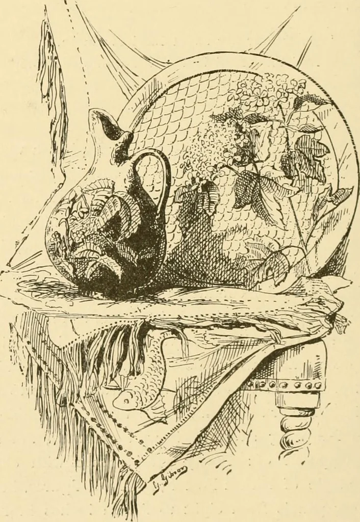 An illustration from Woman’s handiwork in modern homes, by Constance Cary Harrison; with numerous illustrations and five colored plates from designs by Samuel Colman, Rosina Emmet, George Gibson, and others, 1881, leaf 145