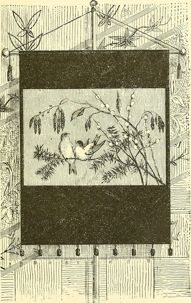 An illustration from Woman’s handiwork in modern homes, by Constance Cary Harrison; with numerous illustrations and five colored plates from designs by Samuel Colman, Rosina Emmet, George Gibson, and others, 1881, leaf 198