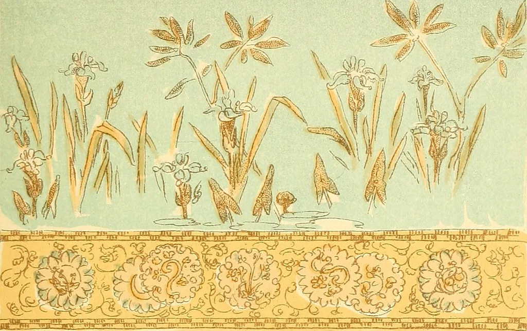An illustration from Woman’s handiwork in modern homes, by Constance Cary Harrison; with numerous illustrations and five colored plates from designs by Samuel Colman, Rosina Emmet, George Gibson, and others, 1881, leaf 204